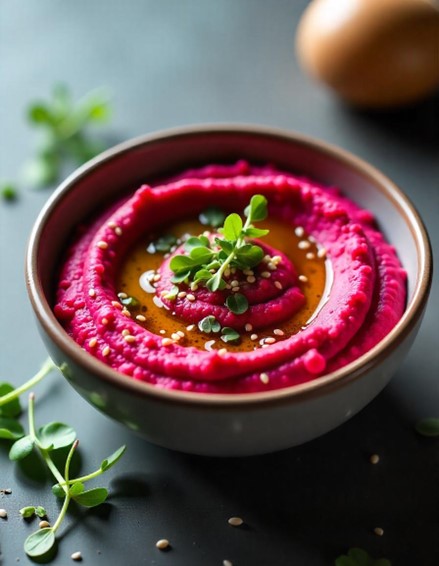 Beetroot Microgreen Hummus