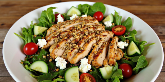 Red Amaranth Microgreens and Grilled Chicken Salad