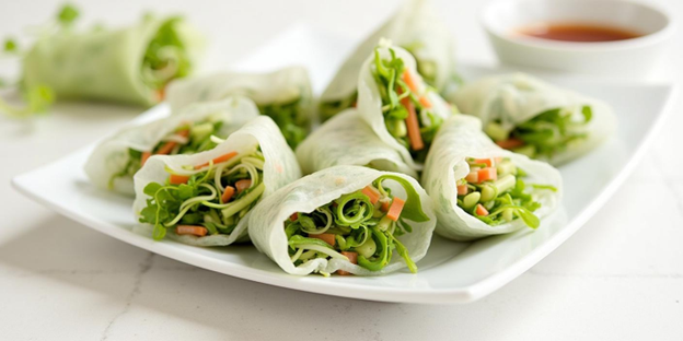 Shiso Green Microgreens Summer Rolls