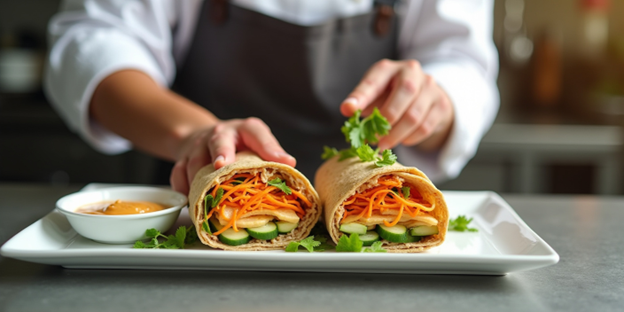 Spicy Mix Wraps with Hummus & Veggies