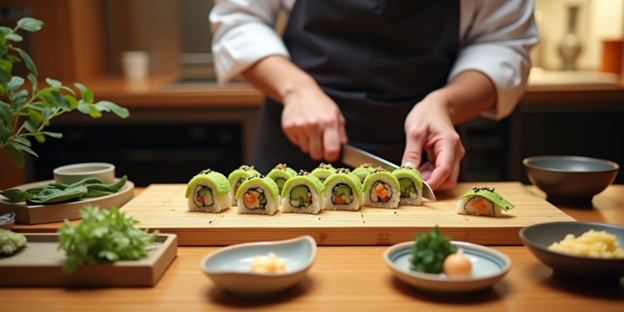 UNS Green Shisho Leaf Sushi Rolls
