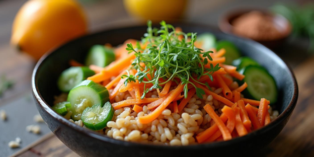 UNS Purple Shiso Microgreens Rice Bowl