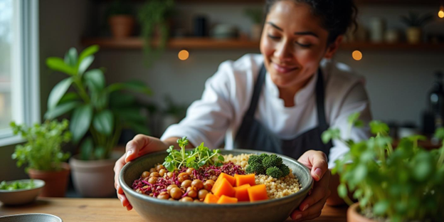 UNS Red Amaranth Microgreens Buddha Bowl