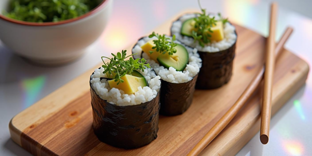 UNS Shiso Purple Microgreens Sushi Rolls