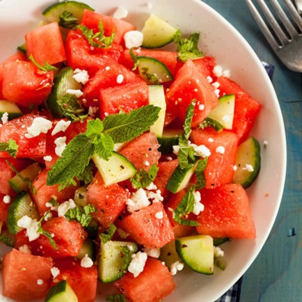 Watermelon, Feta, and Microgreen Salad