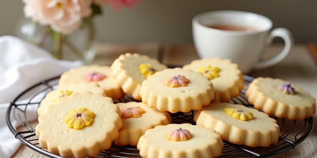 Dianthus Flower & Lemon Shortbread Cookies