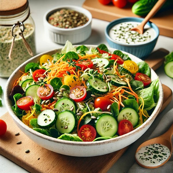 Fresh Salad with UNS Healthy Mix and Curd Dressing