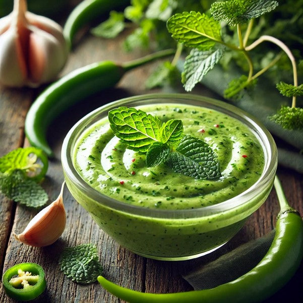 Green Chili, Mint, and Coriander Dressing