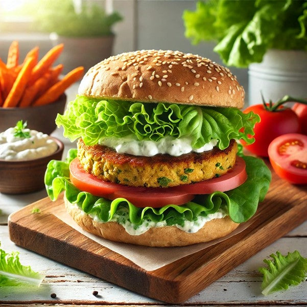 Lettuce Frisée Green Burger with Cottage Cheese