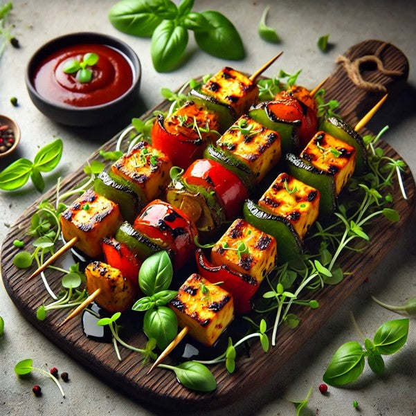 Paneer Barbecue with Basil Microgreens