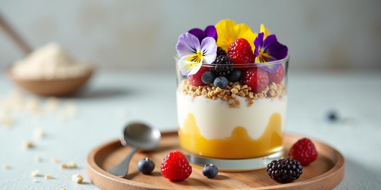 Pansy Flower & Honey Yogurt Parfait