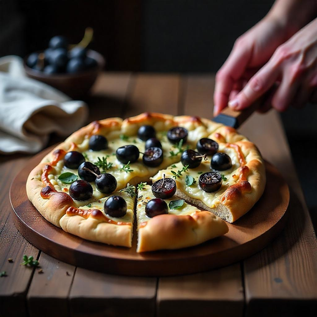 Roasted Black Grape & Goat Cheese Flatbread