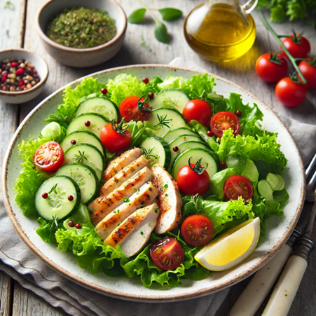 Salad with UNS Green Batavia Lettuce and Grilled Chicken
