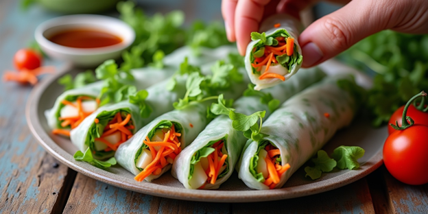 UNS Radish Microgreens Asian-Style Spring Rolls
