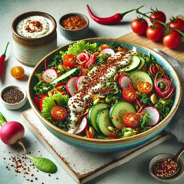 Zesty Salad with UNS Spicy Mix and Curd Dressing