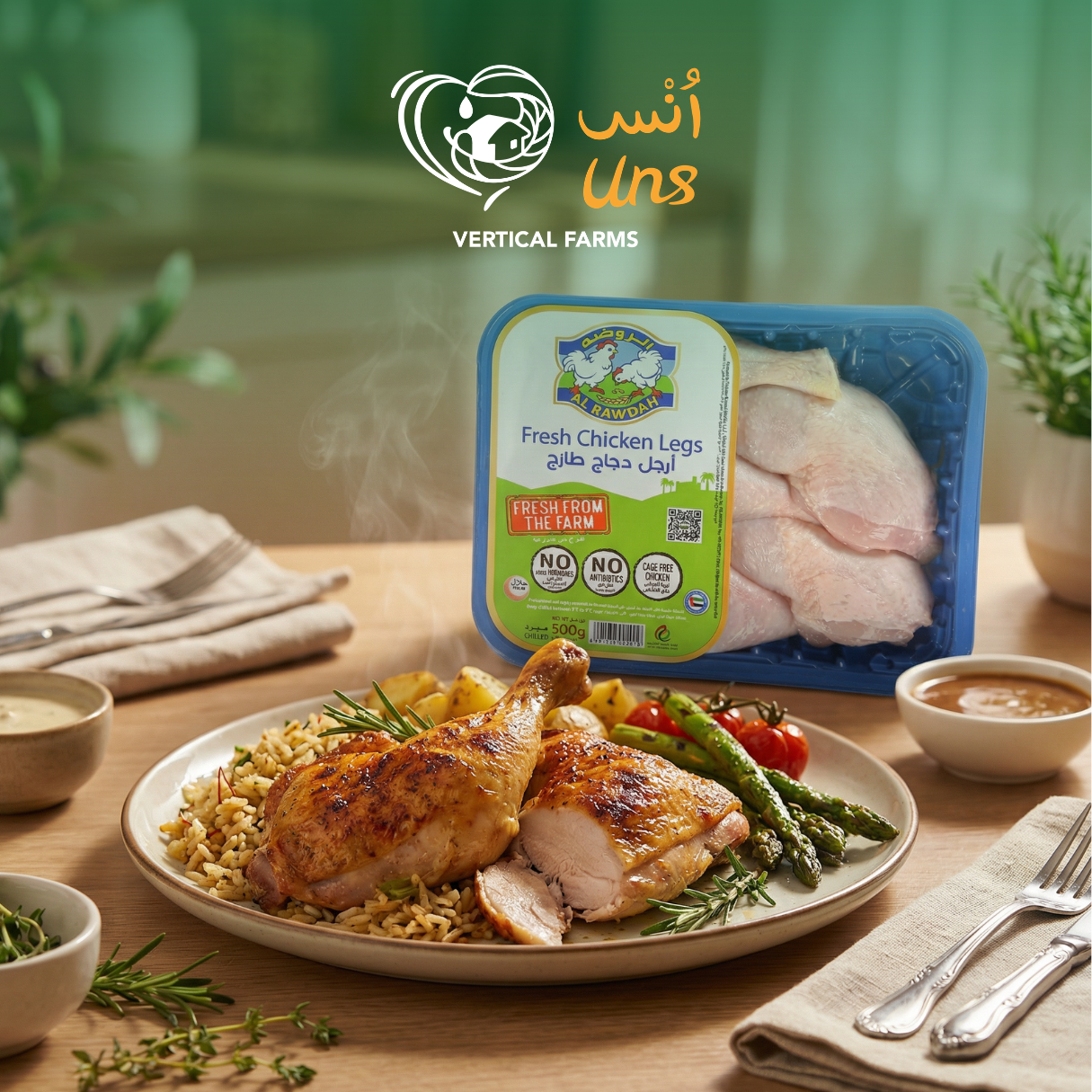 Al Rawdah Fresh Chicken Whole Legs 500g