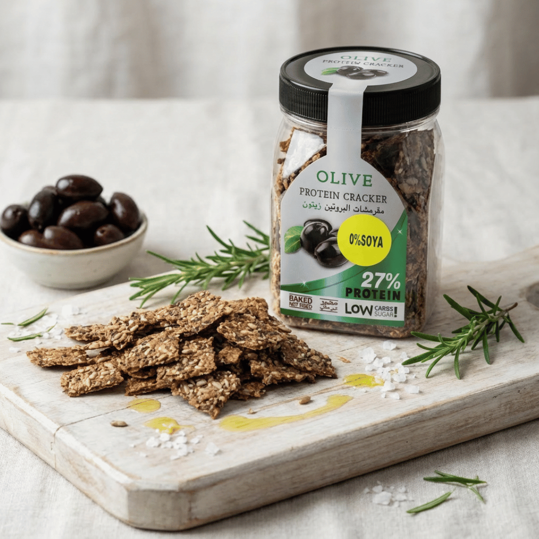 خبز محمص مشوي مقرمش بروتين زيتون