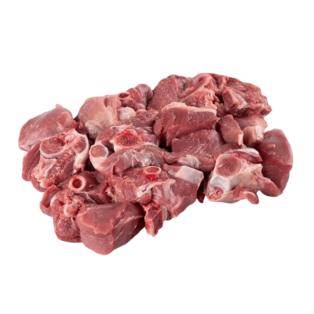 Fresh mutton biryani cut leg meat, expertly portioned for cooking delicious biryani dishes.